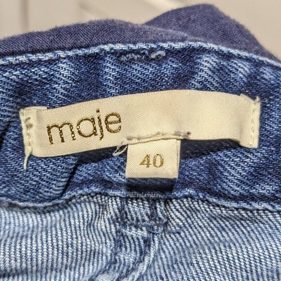 Maje | Pila Stretch Denim Overalls in Medium Blue - Picture 6 of 12